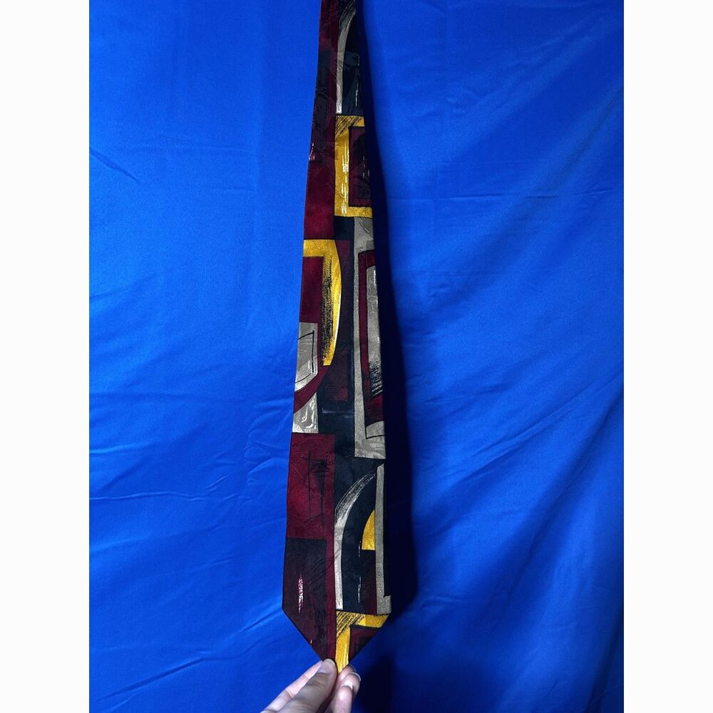 Croft&Barrow Mens Geometric Silk Tie One Size Art Deco Work Abstract Corporate - Picture 2 of 8
